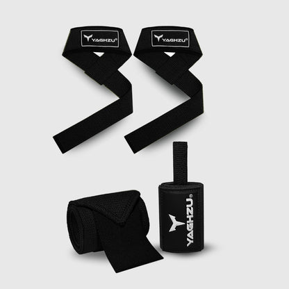 Yaghzu Lifting Straps and Wrist Wraps Bundle | Weightlifting Support