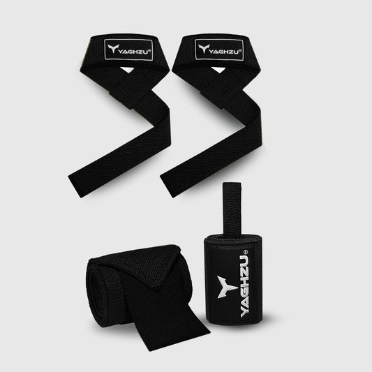 Yaghzu Lifting Straps and Wrist Wraps Bundle | Weightlifting Support