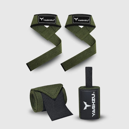 Yaghzu Lifting Straps and Wrist Wraps Bundle | Weightlifting Support