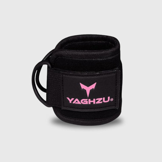 Yaghzu black and  pink ankle strap for cable machine – premium ankle cuff for gym workouts, glute kickbacks, and leg day exercises. Durable cable ankle strap for women and men.