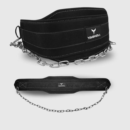 Yaghzu dip belt with chain – heavy-duty weight lifting squat and pull-up belt for gym, perfect for weighted dips and strength training workouts

