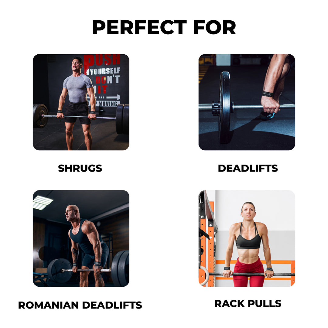 Yaghzu lifting straps ideal for shrugs, deadlifts, Romanian deadlifts, and rack pulls — premium wrist wraps and gym straps for heavy weight lifting and grip support.