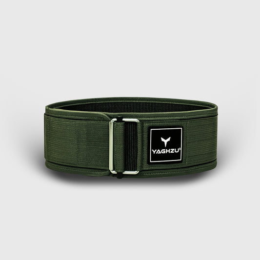 Yaghzu Green quick-lock weightlifting belt with adjustable Velcro for men and women, ideal for gym workouts and core support