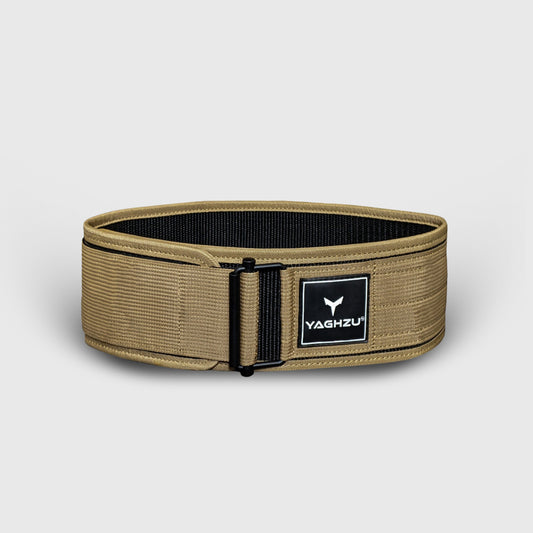 Yaghzu Tan quick-lock weightlifting belt with adjustable Velcro for men and women, ideal for gym workouts and core support
